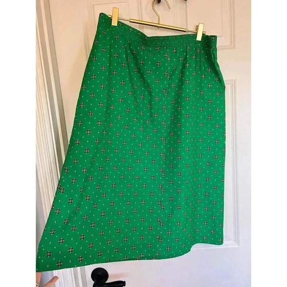 Vintage MCM inner visions green diamond print maxi skirt union made large - Picture 2 of 8